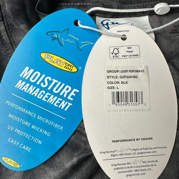 Greg Norman Women's EMMA Sleeveless Ethereal Print Mock Golf Polo, Size L, Black - Picture 8 of 10